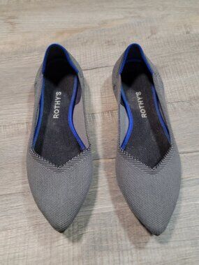 Rothys The Point Pointed Toe Ballet Flats Womens Size 9.5 Gray Washable